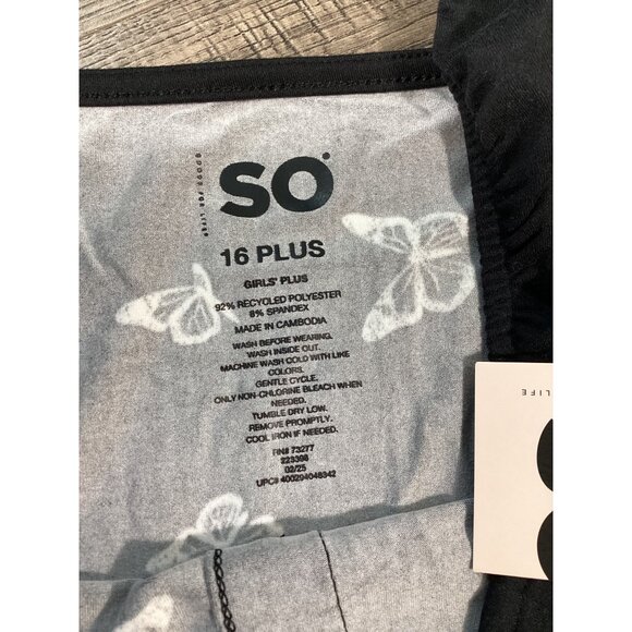 SO Girls Plus 16 Button Front Black Dress Butterfly Print Casual Wear Outfits - Picture 2 of 6